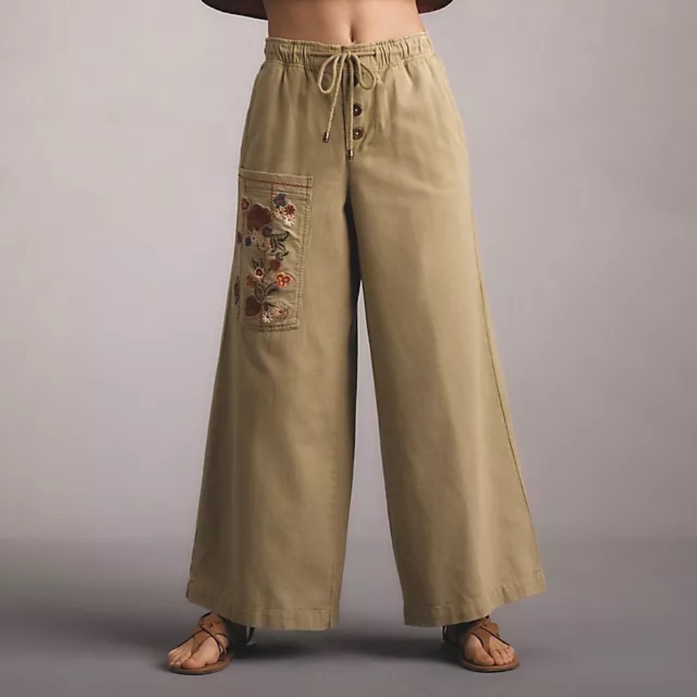 PILCRO EMBROIDERED PULL-ON PANTS